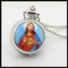 Freeship Vintage God Necklace Pendant Brass Quartz Pocket Watch W045