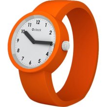Fullspot O Clock Unisex Quartz Watch With White Dial Analogue Display And Orange Silicone Bracelet Ocnw14