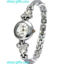 Fw686a Shiny Silver Band Round Matt Silver Dial Ladies Women Bracelet Watch