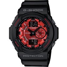 G-Shock, GA-150MF Watch - Black Band w/ Red Face