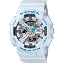 G-Shock Watch, Mens Analog-Digital White Resin Strap 51x55mm GA110SN-7