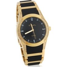 GEMAX 6203 Round Dial Watch with Rhinestone Decoration (Golden)