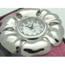 Geneva Ladies Flower Watch Large Numbers Pink Bangle