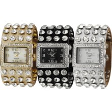 Geneva Platinum Rhinestone Studded Watch (Gold)