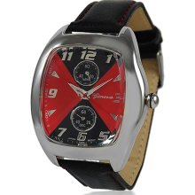 Geneva Stainless Steel Back Italian Race Car Mens Black Leather Style Watch