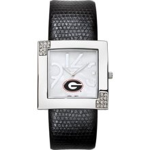 Georgia Bulldogs Women?s Glamour Watch with Leather Strap