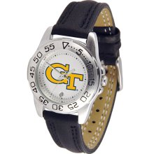 Georgia Tech Yellowjackets Sport Leather Band-Ladies Watch