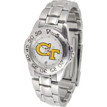 Georgia Tech Yellowjackets Sport Steel Band-Ladies Watch