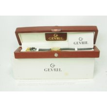 Gevril 2009 14k Gold Mens Wrist Watch Limited Edition Swiss Made Croco Veritable
