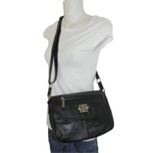 Giani Bernini Black Super Soft Leather Medium Crossbody Bag Organizer Hobo