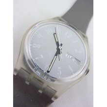 Gk704 Swatch 1992 Jefferson Date And Day Classic Silver