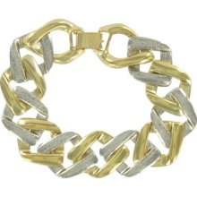 Gold & Silver Tone Textured Square Link Bracelet
