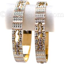 Gold Bangles 22K Size 2-6/16th Inches Two Tone