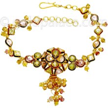 Gold Bracelet With Stones And Enamel 22K