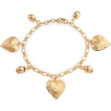 Gold Filled Message Heart Love Charm Bracelet 7.5 Inch