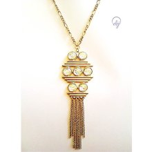 Gold Plated Fashion Necklace, Aztec Inspired - Upcycled Jewellery