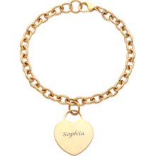 Gold Stainless Steel Engraved Name Heart Bracelet
