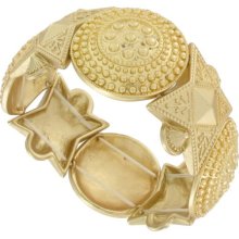 Gold Tone Circle Star Sheild Stretch Bracelet Big