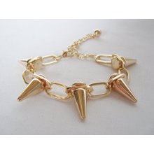 Gold Tone Metal Spike Post Chain Bracelet