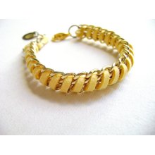 Goldie - trend soft yellow eco suede leather golden chains frienship boho bracelet