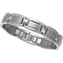 Gorgeous Men's Stainless Steel Textured Bracelet 8-1/2 In.