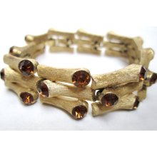 gorgeous Trifari Crown rhinestone & gold link bracelet