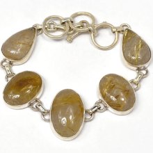 Grub1 27g Golden Rutile 925 Sterling Silver Bracelet Jewelry