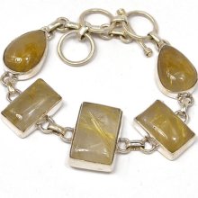 Grub3 28g Golden Rutile 925 Sterling Silver Bracelet Jewelry