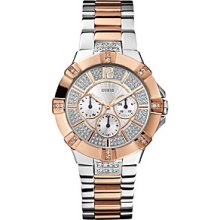 Guess Silvertone & Rose Goldtone Dazzling Sport Watch Women's
