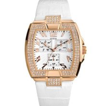 Guess White Strap Gold-tone Women Watch U13520l1 ,comes With Original Guess Box