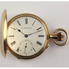 H. Moser Very Fine Mint 14k Gold Case Hunter Pocket Watch Lever Chronometer 1870