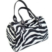 Handbag Doctor bag Satchel Style Animal Fur Zebra Pattern Cotton Fabric bag Purse, new, rare