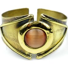 Handcrafted Reborn Peach Tiger Eye Brass Cuff (south Africa)