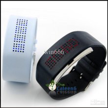 Handsome New Style Leather Watch Black White Colors Led Electronic D