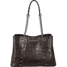Harley Davidson Croco Collection Chestnut Embossed Leather Tote