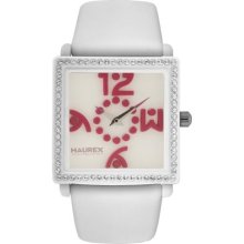 Haurex Italy Women's Wf369dwp Diverso Pc Square White Dial Crystal Bezel Leather
