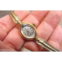 Helbros Ladies Manual Wind With Faceted Crystal And Gold-filled Band Old St