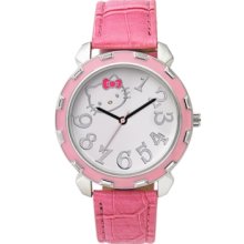 Hello Kitty Watch, Womens Pink Croc-Embossed Leather Strap 42mm H3WL10