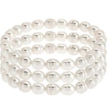 Honora Ringed Cultured Pearl 7.0mm Set of 3 Bracelets - White - One Size