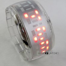 Hot Women Girls Boys Led Digital Fashion Transparent Rubber Bracelet Wrist Watch