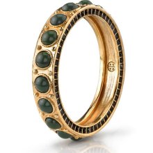 House of Harlow 14KT Gold-Plated Green Cabochon Stone Bangle - Gold / Green OS