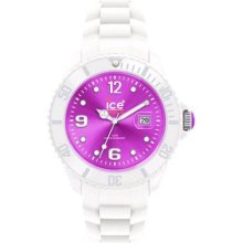 Ice SIWVUS10 Ice White Purple Unisex Purple Dial Wht Silicone Strap Calander WR 5 ATM