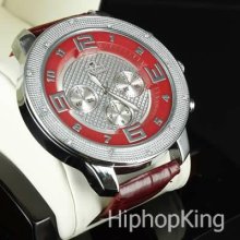 Icy Clear Crystal Round Face Fashion Master Custom Watch Quartz Movement