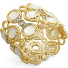 INC International Concepts Bracelet, 14k Gold-Plated White Stone Stret