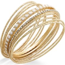INC International Concepts Bracelet, 14k Gold-Plated Clear and White S