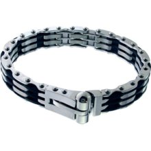 Inox Black Rubber 316L Stainless Steel Bangle Bracelet