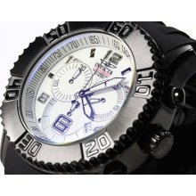 Invicta Mens Sea Spider Swiss Chronograph White Dial Black Rubber Watch 1776
