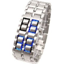 Iron Samurai Ladies & Mens Faceless Ice Blue Led Digital Bracelet Wat