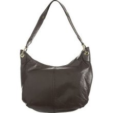 Isaac Mizrahi Live! Pebble Leather Mesh Handle Hobo - Chocolate - One Size