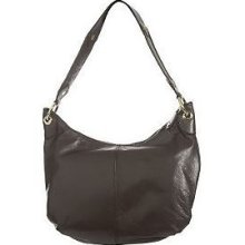 Isaac Mizrahi Live Pebble Leather Mesh Handle Hobo In Chocolate